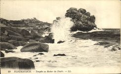 CPA Ploumanach Tempete au Rocher du Diable