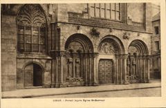 CPA Dinan Portail Facade Eglise St Sauveur
