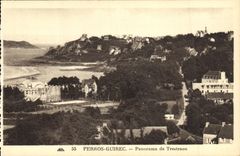CPA Perros Guirec Panorama de Trestraou Tennis