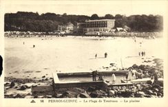 CPA Perros Guirec La Plage de Trestraou La Piseine