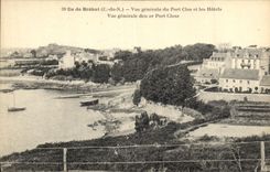 VINTAGE POSTCARD Island of Brehat View of the Closed Port and the Hotels View deu rear Port Closed