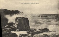 VINTAGE POSTCARD Island of Brehat Effect Waves