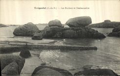 CPA Tregastel Les Rochers et l Embarcadere