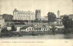 VINTAGE POSTCARD the Castle and the Low city Seen from of the Bridge of jurancon Pau