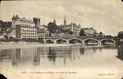 VINTAGE POSTCARD Pau Castle and Hotels seen from of Jurancon