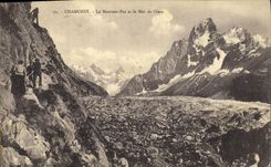 VINTAGE POSTCARD Chamonix the Bad Step and Sea of Ice