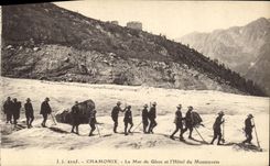 VINTAGE POSTCARD Chamonix Sea of Ice and L Hotel of Montenvers Alpinism