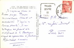 VINTAGE POSTCARD Chamonix Mont Blanc Collar Of Aravis and sight on Mont Blanc