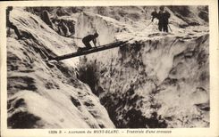 VINTAGE POSTCARD Asension of Mont Blanc Crossed D a crack Alpinism