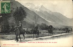 VINTAGE POSTCARD Chamonix Depart for Montanvert er the Sea of Promenade ice has horse