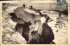 VINTAGE POSTCARD Chamonix Crossed D a crack in Mont Blanc