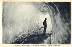 VINTAGE POSTCARD Chamonix Mont Blanc Grotte of Mont Blanc Glacier of Let us work