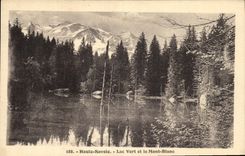 VINTAGE POSTCARD Chamonix Mont Blanc Green Lake and Mont Blanc