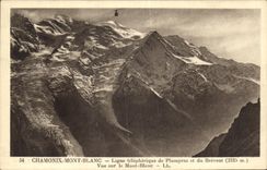 VINTAGE POSTCARD Chamonix Mont Blanc Line cable car of Plampraz and Brevent Seen on Mont Blanc
