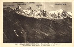 VINTAGE POSTCARD Chamonix Mont Blanc Needles of the Republic of Blaitiere Cursed Mount and Mont Blanc
