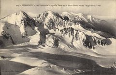 VINTAGE POSTCARD Chamonix the Hanging post Switches Green and Mont Blanc seen of L Aiguolle of the Turn