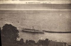 VINTAGE POSTCARD Thonon Les Bains the Port Boat