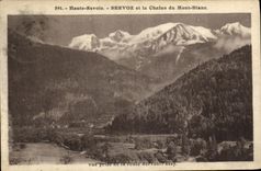 VINTAGE POSTCARD High Savoy Servoz and the chain of Mont Blanc
