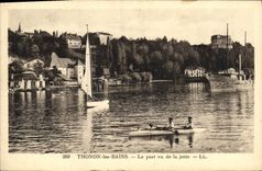 VINTAGE POSTCARD Thonon les Bains the Port Seen of the Pier