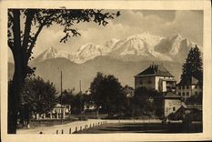 VINTAGE POSTCARD Sallanches the Castle of Lochers and Mont Blanc