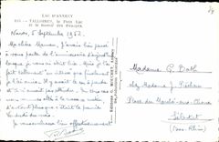 VINTAGE POSTCARD Lake D Annecy Talloires Pelit Lake and solid mass of Beauges