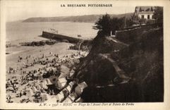 VINTAGE POSTCARD Binic Beach of L Before Port and Top of Pordic