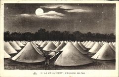 VINTAGE POSTCARD Life With the Camp L Extinction of Militaria fires
