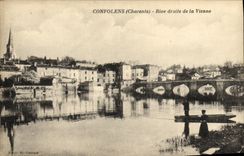 VINTAGE POSTCARD Confolens Right Bank of Vienna Pecheur Fishes