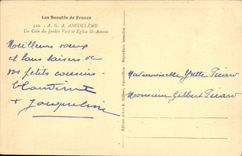 POSTAL Angulema de la VENDIMIA una esquina del St verde Ansone del jardin y de la iglesia