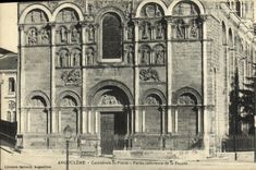 VINTAGE POSTCARD Angouleme Cathedral St Pierre Lower part of the Frontage