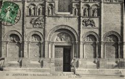 VINTAGE POSTCARD Angouleme Cathedral Detail of the Gate
