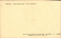 VINTAGE POSTCARD Cognac Church Light Saint Gothic Vaults