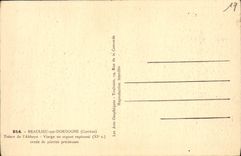 La POSTAL Beaulieu de la VENDIMIA en el Dordogne Trsor de L Virgen de la abadia en trepousse del argen adorno piedras inestimables