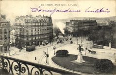 VINTAGE POSTCARD Dijon Places Darcy Train