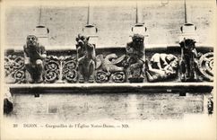 VINTAGE POSTCARD Dijon Waste gas mains of L Notre Dame Church