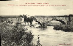 VINTAGE POSTCARD Luneville the Germans before leaving Luneville blow up the Bridge of the railroad on Meurthe Militaria