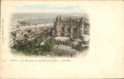 VINTAGE POSTCARD Lyon Slope and Basilica of NR D of Fourviere