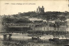 VINTAGE POSTCARD Lyon Slope and ND basilica of Fourviere