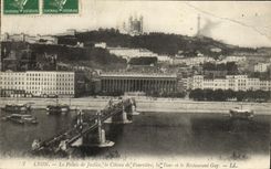 VINTAGE POSTCARD Lyon Law courts the Slope of Fourviere the Tower and the Gay Restaurant
