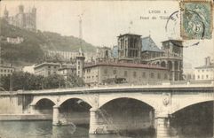 VINTAGE POSTCARD Lyon Bridge of Tilsitt