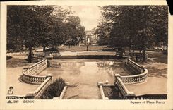 VINTAGE POSTCARD Dijon Public garden and Place Darcy