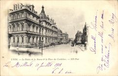 POSTAL Lyon de la VENDIMIA el paladar de la bolsa de accion el lugar de Cordeliers