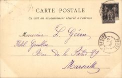 POSTAL Lyon de la VENDIMIA el paladar de la bolsa de accion el lugar de Cordeliers