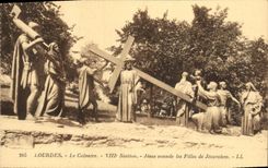 CPA Lourdes Le Calvaire VIII Station Jesus Console les Filles de Jesuralem