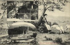 CPA Souvenir De Lourdes Bernadette Moutons