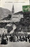 CPA Lourdes La Grotte la Basilique 