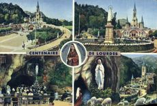 CPA Lourdes La Basilique la Vierge Couronnee l Apparition la Grotte Miraculeuse