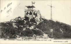 CPA Lourdes Sommet du Pic du Jer L Observatoire et la Croix