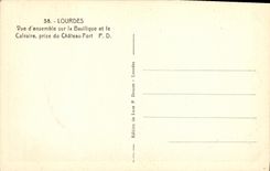 CPA Lourdes Vue d ensemble sur la Basilique et le Calvaire prise du Chateau fort P D