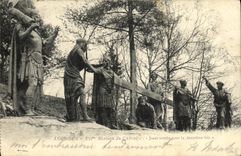 CPA Lourdes Station du Calvaire Jesus tombe pour la 2eme fois